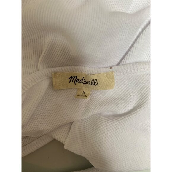 Madewell Womens One-Shoulder White Ribbed Tank Top Size M - Picture 4 of 5
